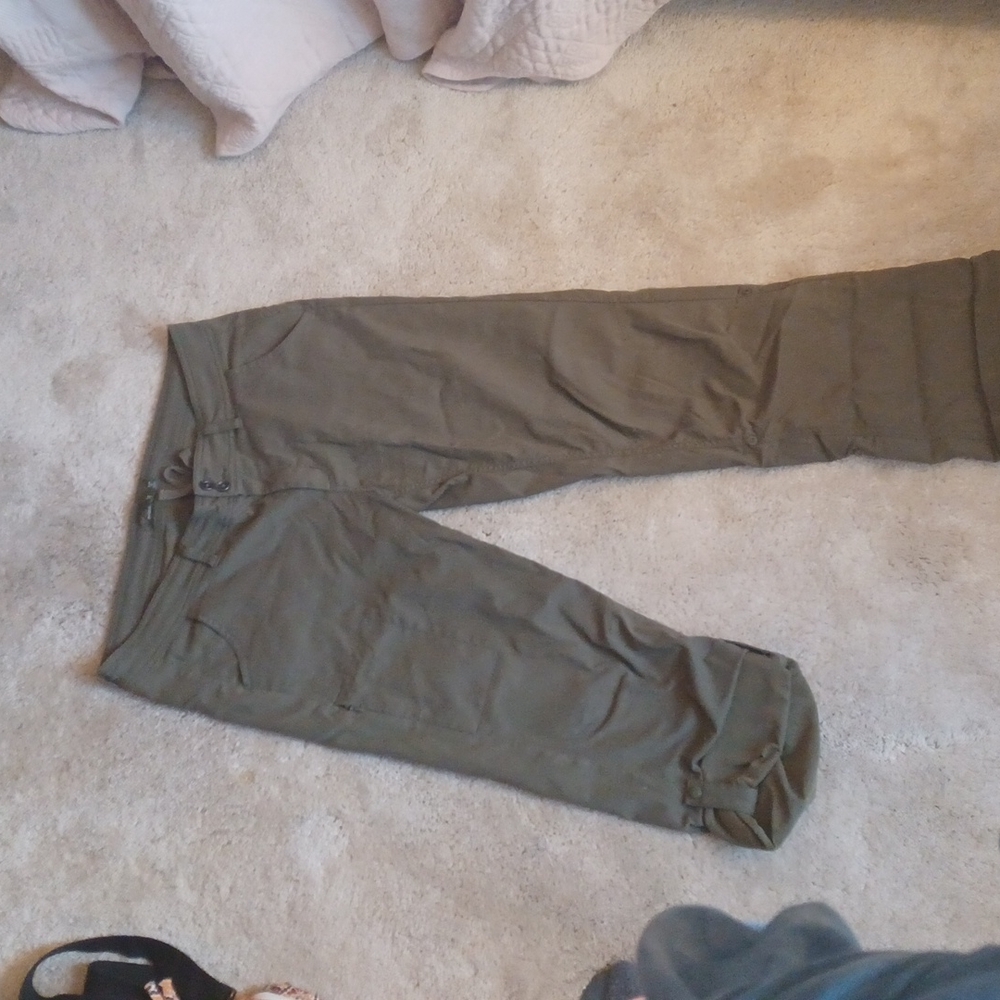 Prana Halle 12 pants olive stretch Zion casual outdoor hiking water repellant